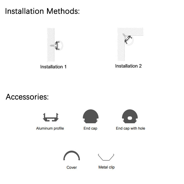 Surface Mounted LED Strip Channel With Arc Diffuser For 12mm Tape Lights Surface Mounted LED Strip Channel With Arc Diffuser For 12mm Tape Lights